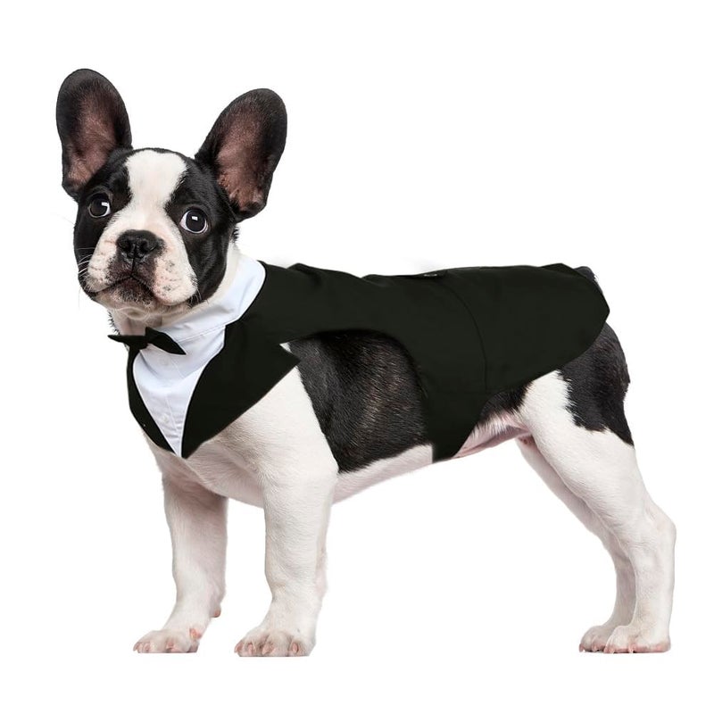Kuoser Dog Tuxedo Dog Suit and Bandana Set, Dogs Tuxedo Wedding Party Suit, Doggy Prince Bow Tie Shirt Formal Pet Wedding Attire for Small Medium and Large Dogs Golden Retriever Samo Bulldogs - Image 1